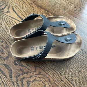 Birkenstock Gizeh Black and Tan Leather Sandals